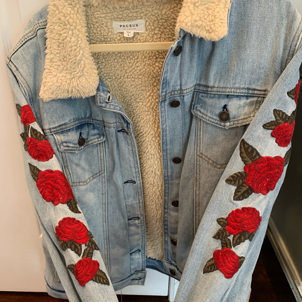 Pacsun furry jean rose jacket